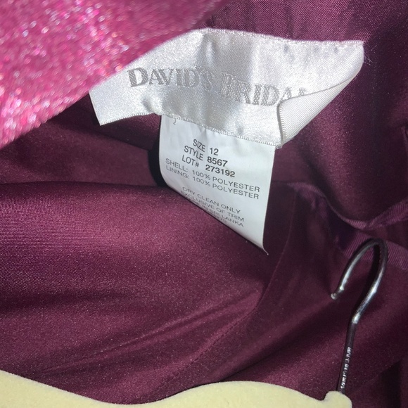 David’s Bridal burgundy satin formal prom dress 12 ruched waist boning crinoline - Picture 6 of 7